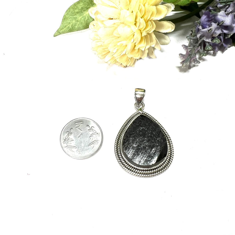 Black Tourmaline Rough Premium Pendants in Silver (Protection from Negative Energy)