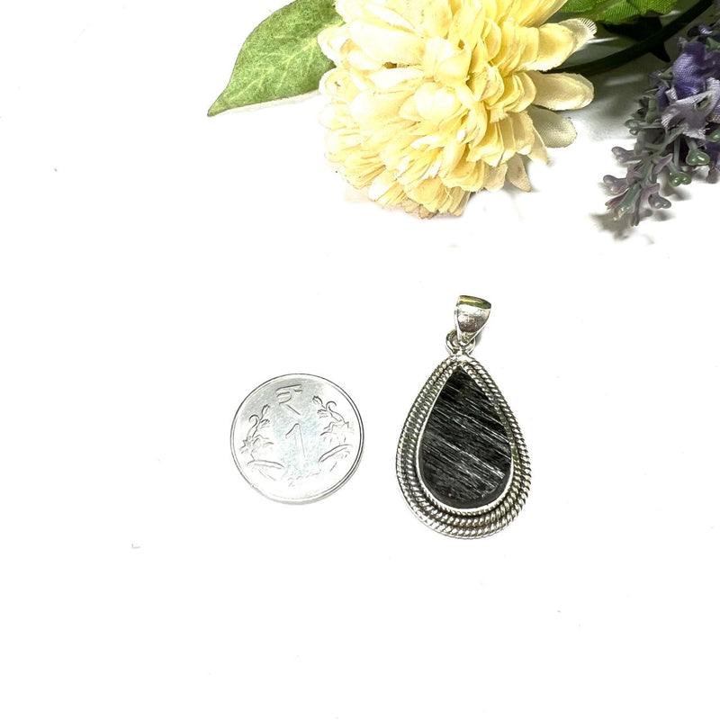 Black Tourmaline Rough Premium Pendants in Silver (Protection from Negative Energy)