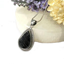 Black Tourmaline Rough Premium Pendants in Silver (Protection from Negative Energy)