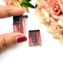 Bi-Colour Pink-Black Tourmaline Polished Slice Pair (Relationship Healing)