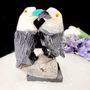 Small Crystal Birds on Pyrite Cluster (Eagles, Penguins)