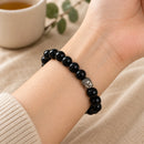 Black Obsidian Round Bead Bracelet