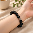 Black Obsidian Round Bead Bracelet