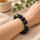 Black Obsidian Round Bead Bracelet