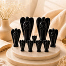 Natural Black Obsidian angel idols by Talk to Crystals for protection, grounding, spiritual protection, shielding from negative energy and emotional strength in a sacred space