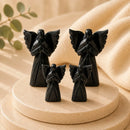 Black Tourmaline Archangel Azrael idols by Talk to Crystals in a spread-wing posture symbolizing protection, healing, grounding, emotional strength and support through times of loss