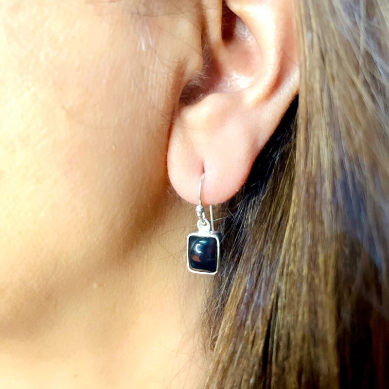 Black Tourmaline Earrings in Silver