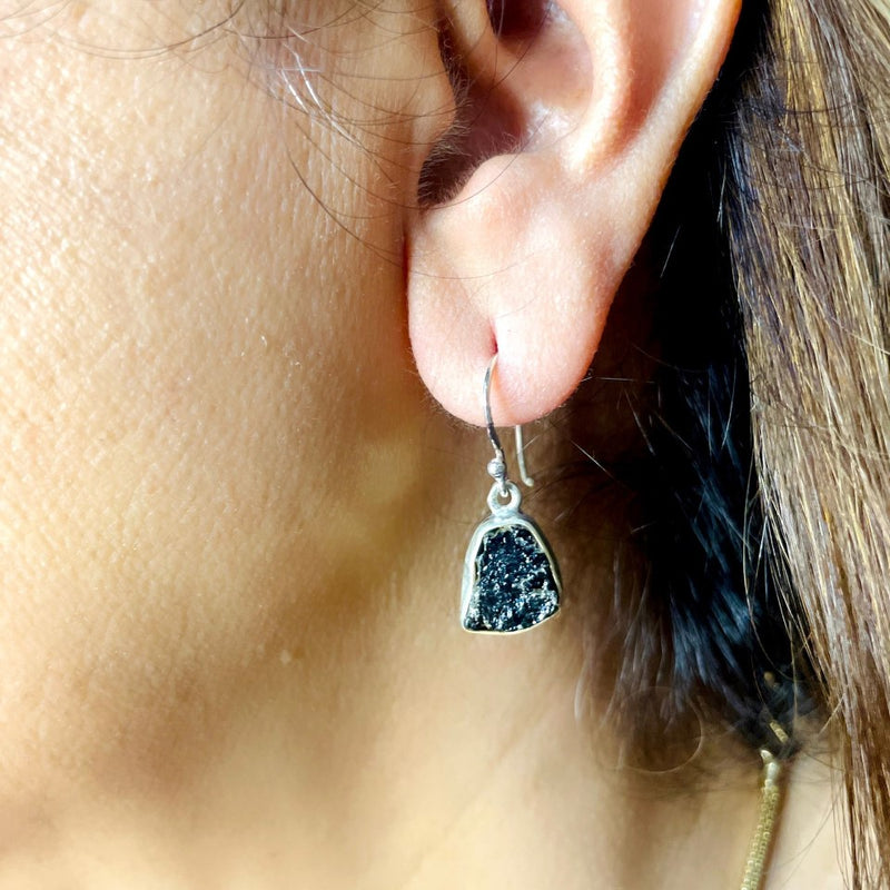 Black Tourmaline Earrings in Silver