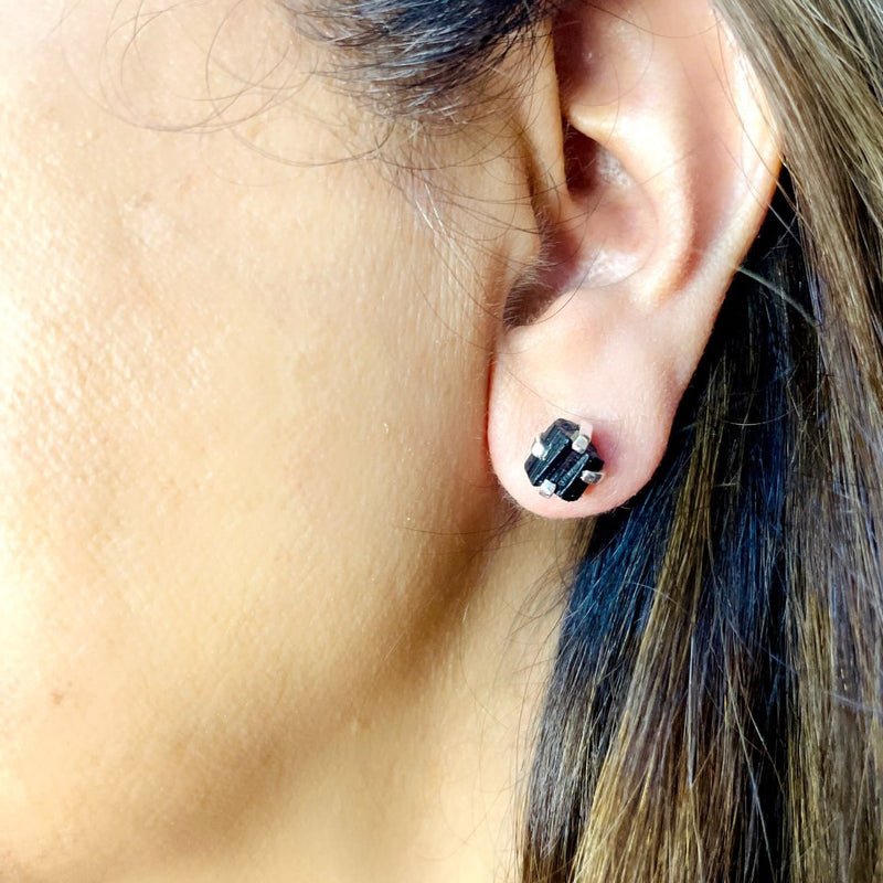 Black Tourmaline Earrings in Silver