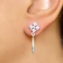 Blue Lace Agate Earrings in Silver (Calm Expression)