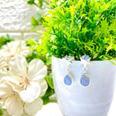 Blue Lace Agate Earrings in Silver (Calm Expression)