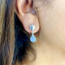 Blue Lace Agate Earrings in Silver (Calm Expression)