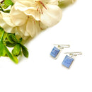 Blue Lace Agate Earrings in Silver (Calm Expression)