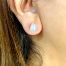 Blue Lace Agate Earrings in Silver (Calm Expression)