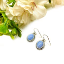 Blue Lace Agate Earrings in Silver (Calm Expression)