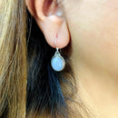 Blue Lace Agate Earrings in Silver (Calm Expression)
