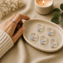 Blue Lace Agate adjustable silver rings by Talk to Crystals, available in multiple designs, featuring natural healing crystal jewellery for calm communication, emotional balance, stress relief, gentle self-expression, inner peace, and throat chakra healing in India