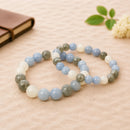 Natural crystal bracelet for intuition and psychic powers with Labradorite, Moonstone and Angelite gemstones by Talk to Crystals for spiritual growth, higher guidance and Third Eye Chakra healing