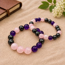 Scorpio Zodiac Bracelet by Talk to Crystals with Amethyst, Rose Quartz and Hematite for calm, harmony, grounding and stability