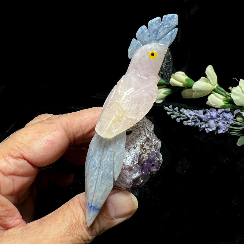 Small Crystal Birds / Parrots on Amethyst Druzy from Brazil