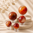 Carnelian spheres by Talk to Crystals, available in various sizes, featuring natural healing crystals for confidence, motivation, creativity, courage, passion, and Sacral Chakra healing in India
