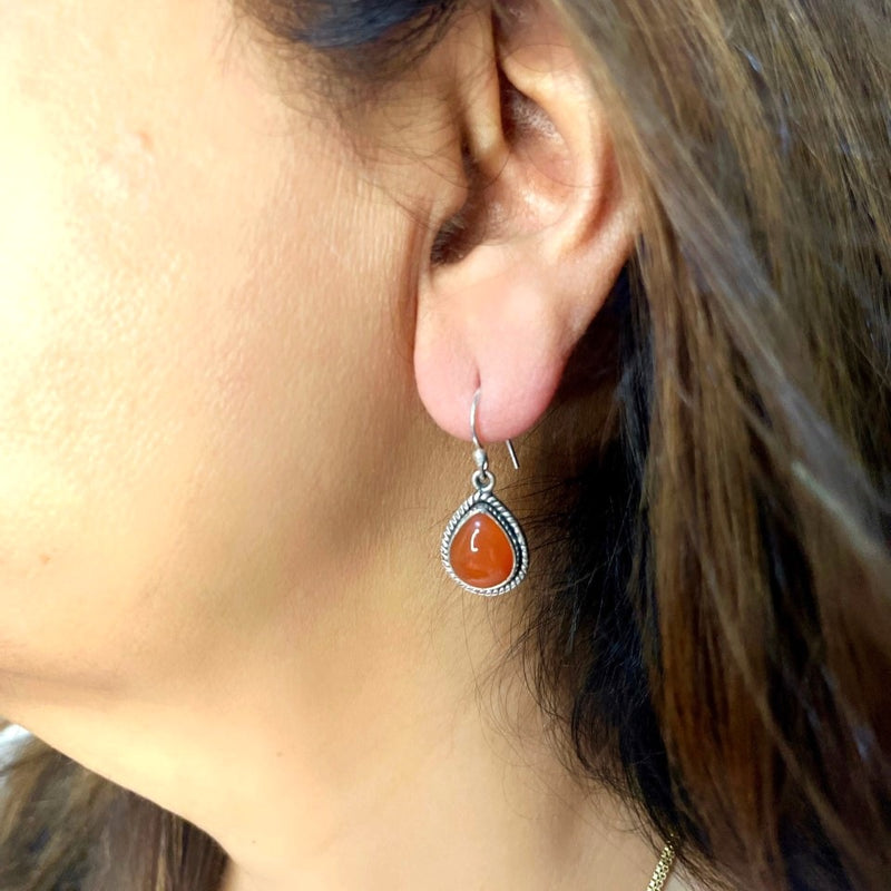 Carnelian Earrings in Silver