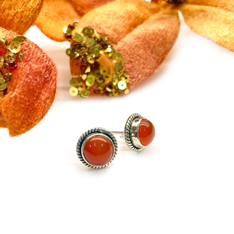 Carnelian Earrings in Silver