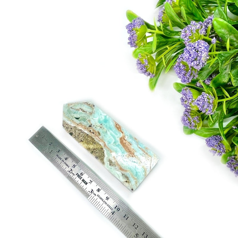 Caribbean Calcite Obelisk Druzy Tower (Peaceful Communications)