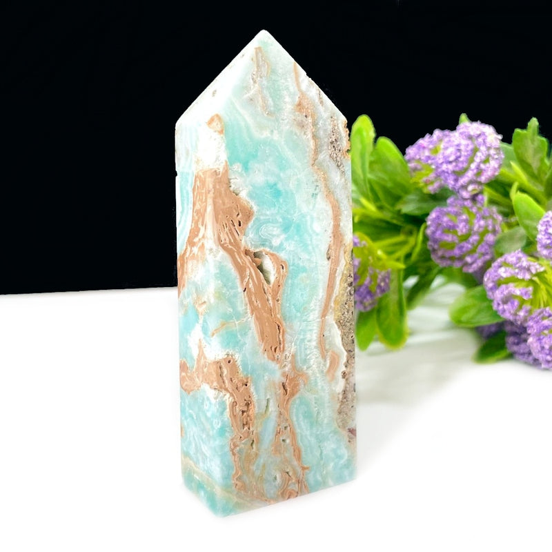 Caribbean Calcite Obelisk Druzy Tower (Peaceful Communications)