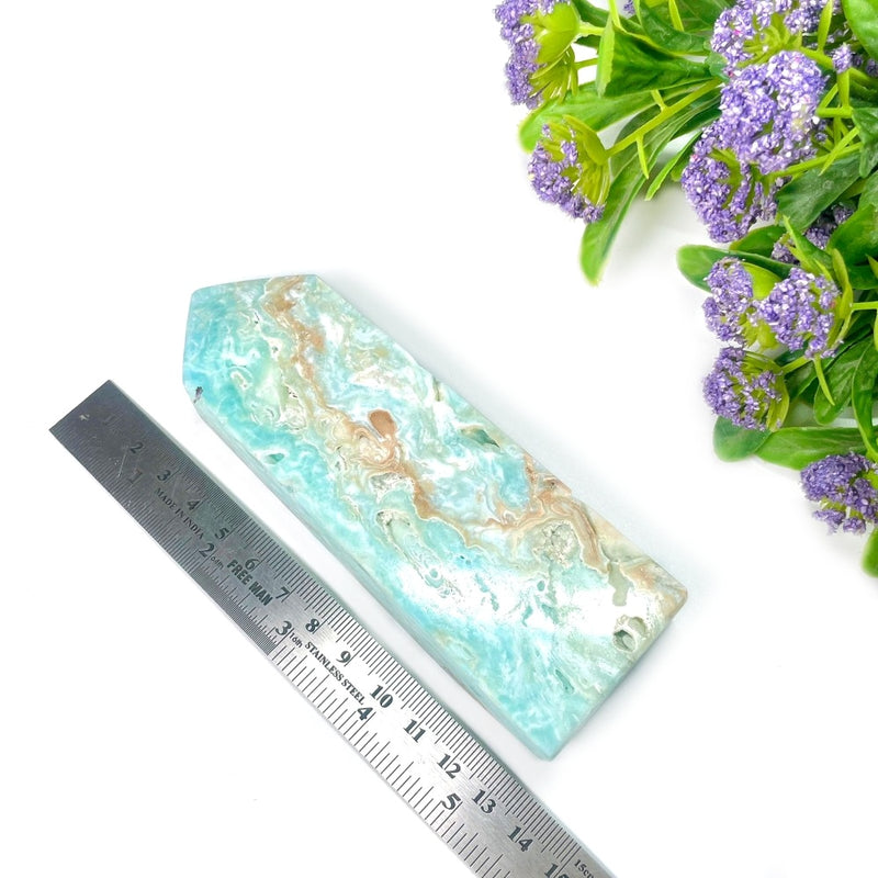 Caribbean Calcite Obelisk Druzy Tower (Peaceful Communications)