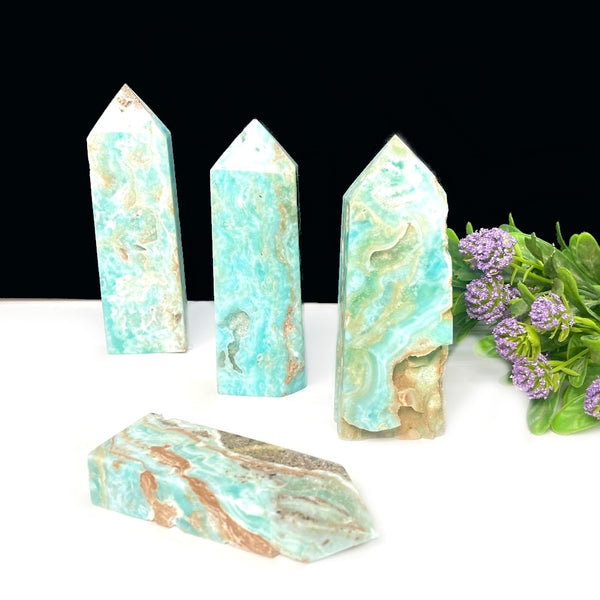 Caribbean Calcite Obelisk Druzy Tower (Peaceful Communications)