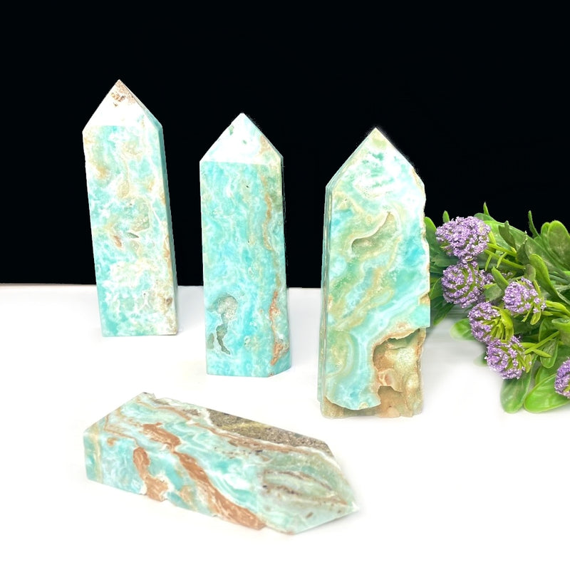 Caribbean Calcite Obelisk Druzy Tower (Peaceful Communications)