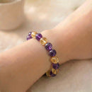 Citrine & Amethyst Round Bead Bracelet (Release Stress)