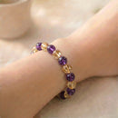 Citrine & Amethyst Round Bead Bracelet (Release Stress)
