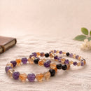 Citrine & Amethyst Round Bead Bracelet (Release Stress)