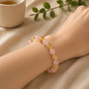 Citrine & Rose Quartz Round Bead Bracelet (Peace and Joy)