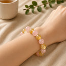 Citrine & Rose Quartz Round Bead Bracelet (Peace and Joy)