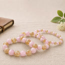 Citrine & Rose Quartz Round Bead Bracelet (Peace and Joy)