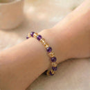 Citrine & Amethyst Round Bead Bracelet (Release Stress)