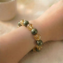Citrine & Pyrite Round Bead Bracelet (Wealth and Money) Money Magnet Bracelet