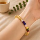 Citrine with Seven Chakra 8 mm Round Bead Bracelet