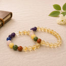 Citrine with Seven Chakra round bead bracelet by Talk to Crystals for career growth, material abundance, prosperity and balancing all seven chakras