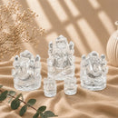 Large Clear Quartz (Sphatik) Ganesha idols by Talk to Crystals, available in various sizes, featuring natural healing crystals for clarity, manifestation, focus, removing obstacles, and auspicious beginnings, making meaningful spiritual and housewarming gifts in India