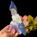 Medium Sized Crystal Parrots on Amethyst Clusters from Brazil