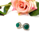 Dark Green Aventurine Earrings in Silver