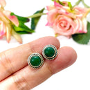 Dark Green Aventurine Earrings in Silver