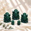 Dark Green Aventurine Ganesha idols by Talk to Crystals, available in various sizes from 1 inch onwards, featuring natural healing crystals for luck, abundance, opportunity, prosperity, wisdom, and auspicious beginnings in India