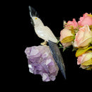 Medium Sized Crystal Parrots on Amethyst Clusters from Brazil