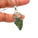 Moldavite and Herkimer Diamond Quartz Silver Pendant