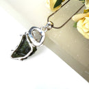 Moldavite and Herkimer Diamond Quartz Silver Pendant